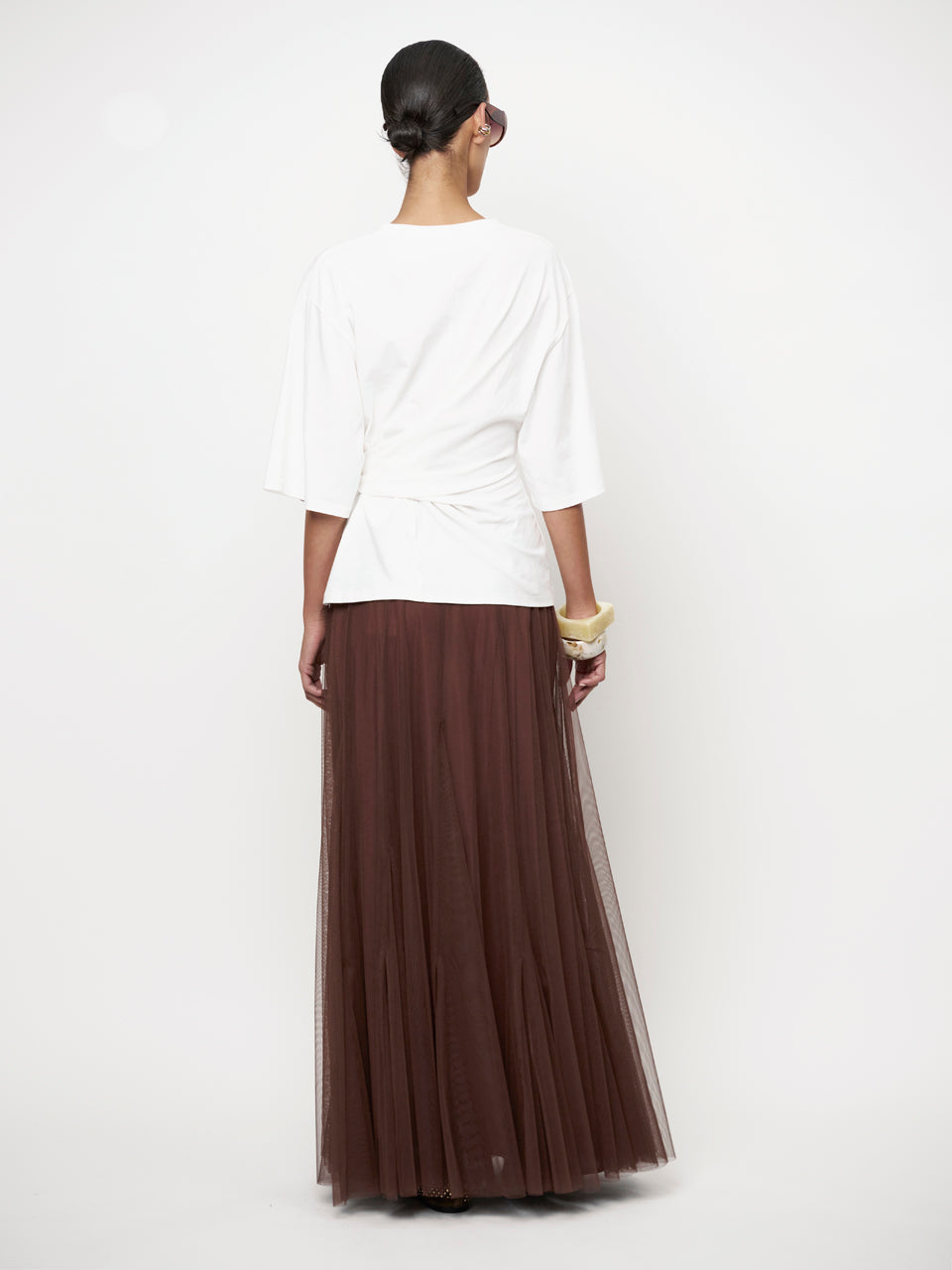 Tulle Maxi Skirt Brown