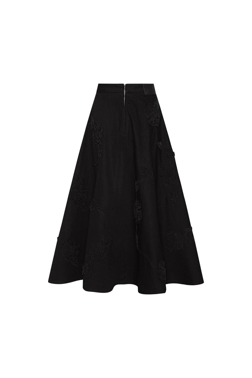 DENIM FLOWER MIDI SKIRT