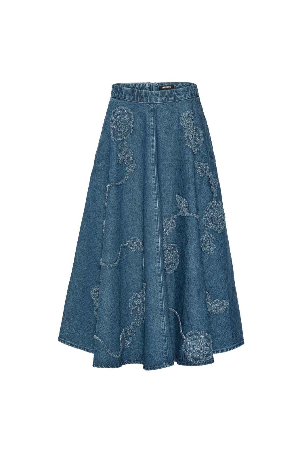 Denim Flower Midi Skirt