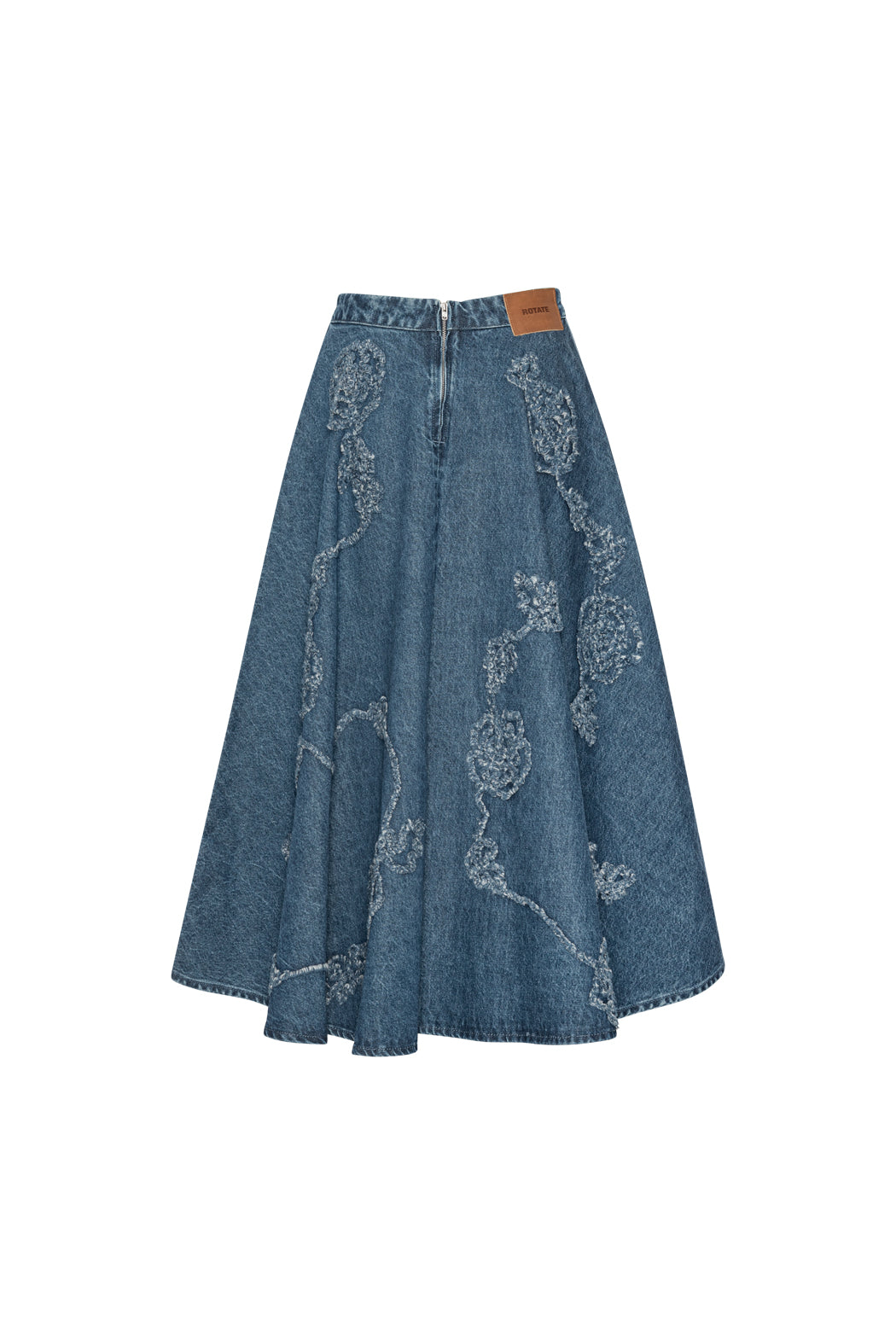 Denim Flower Midi Skirt
