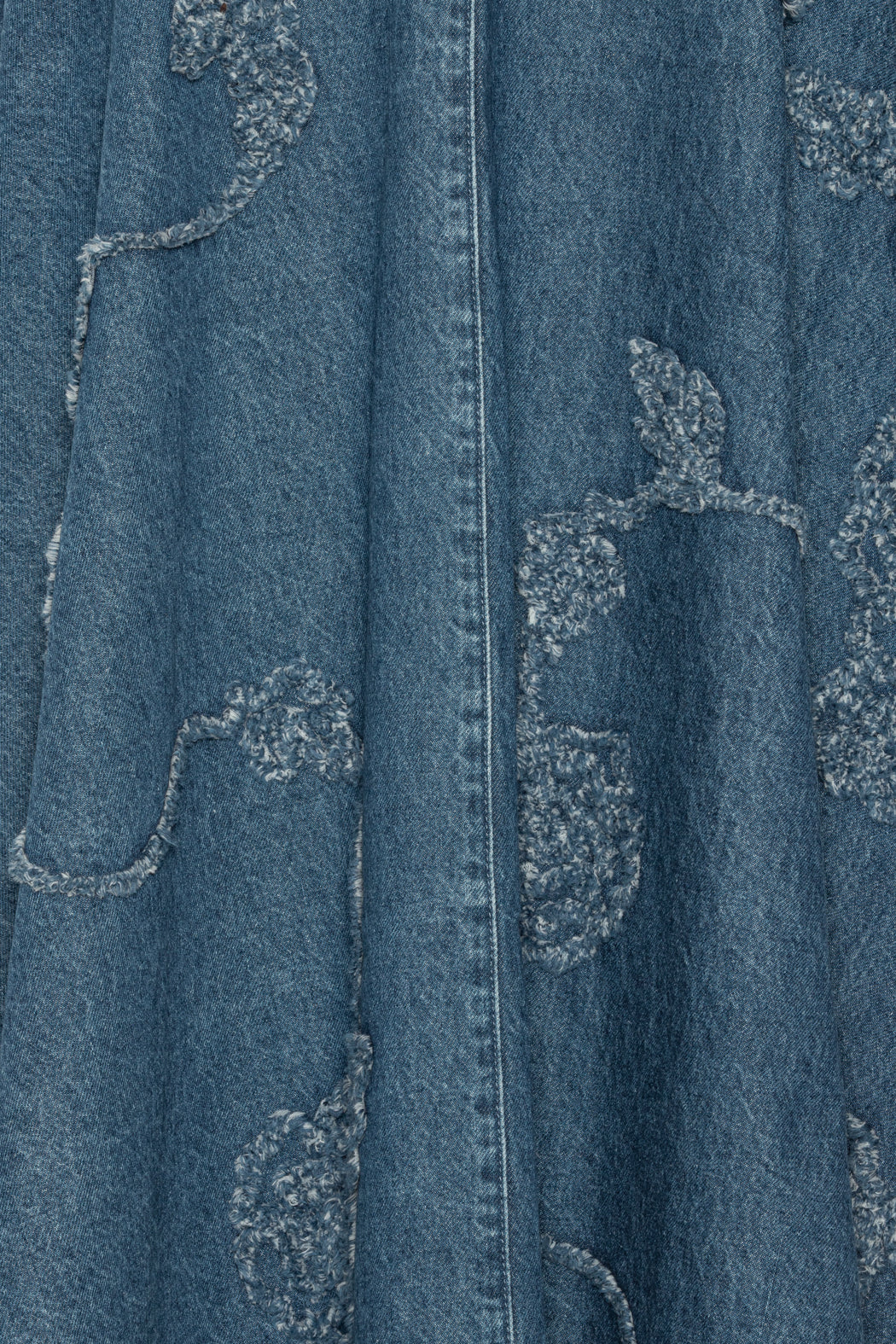 Denim Flower Midi Skirt