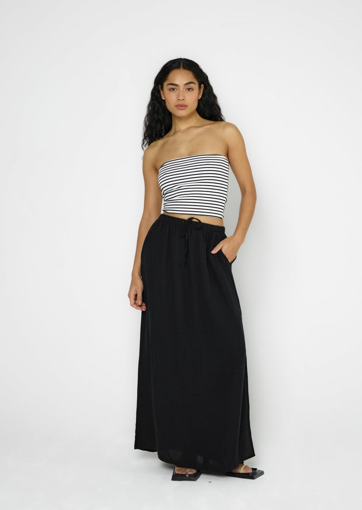 Strapless Rib Top Lora'CL Stripes