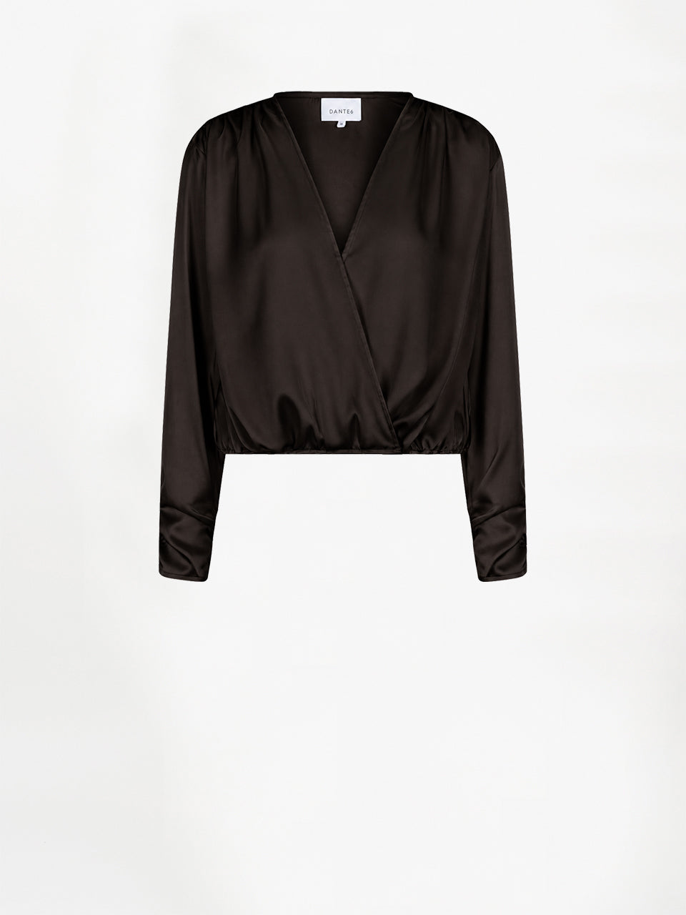 Satin Wrap Top Espresso Brown