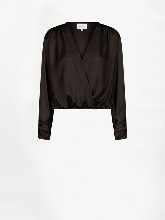 Satin Wrap Top Espresso Brown