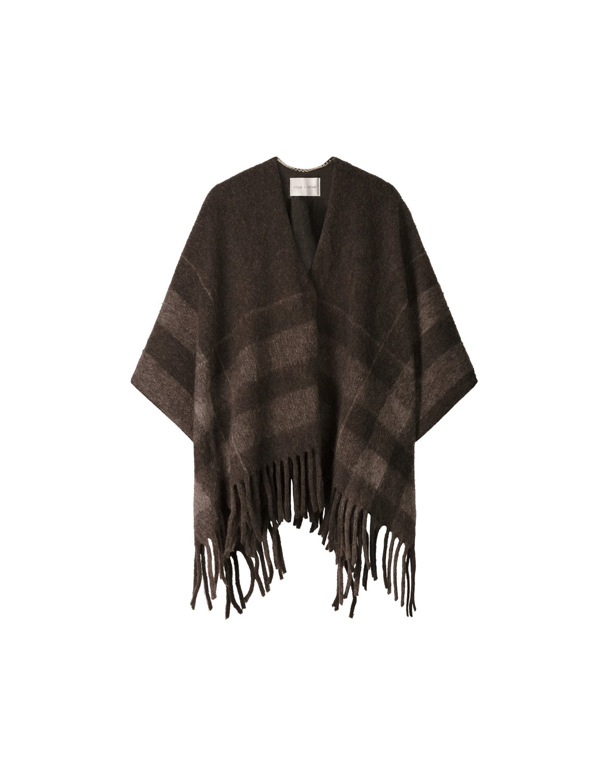 Poncho Cape Rhea mit Fransen Fudge Check