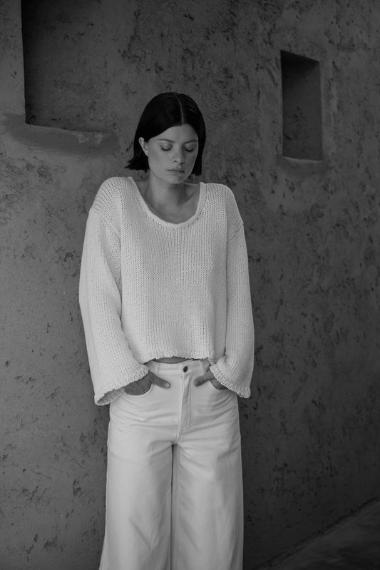 Grobstrick Pullover Blu`CL Ecru