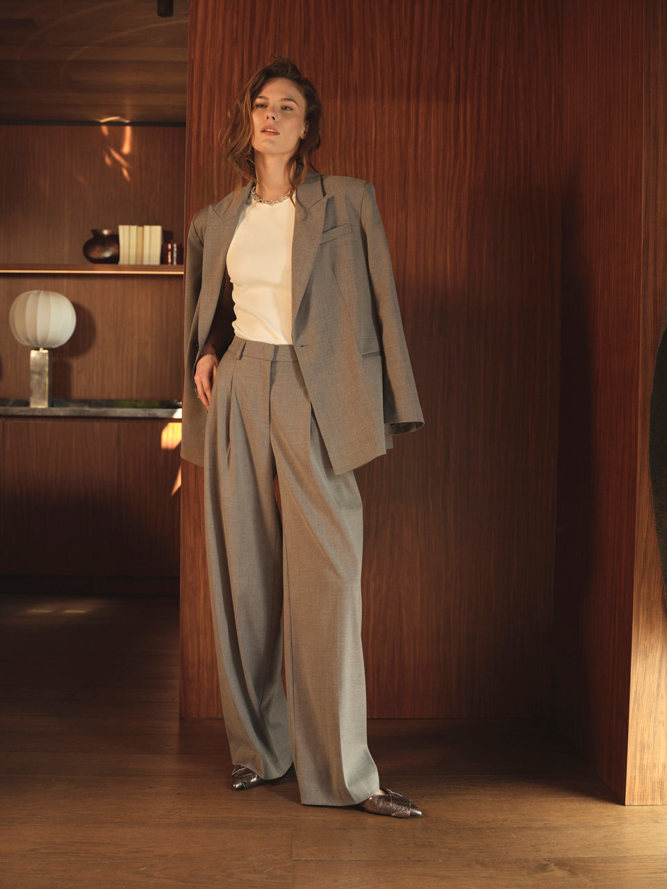 Pleated Pants Granit Grey Melange