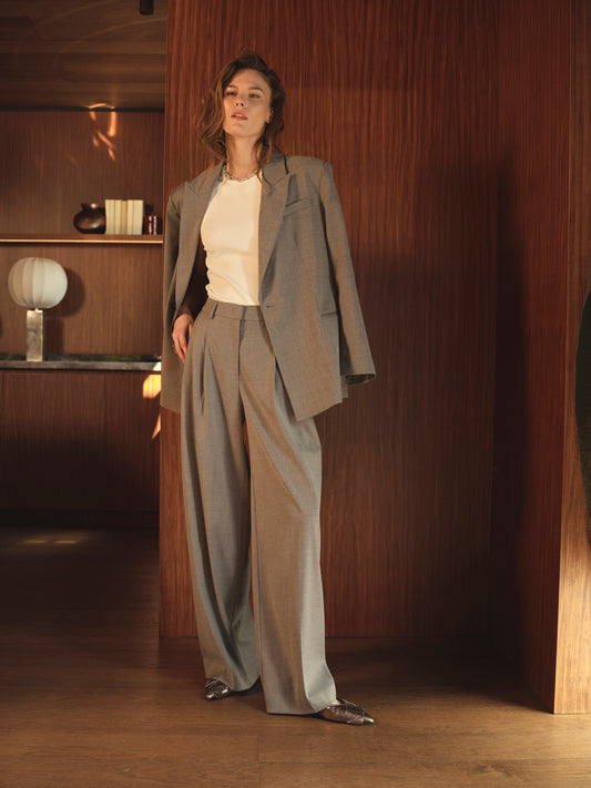 Pleated Pants Granit Grey Melange
