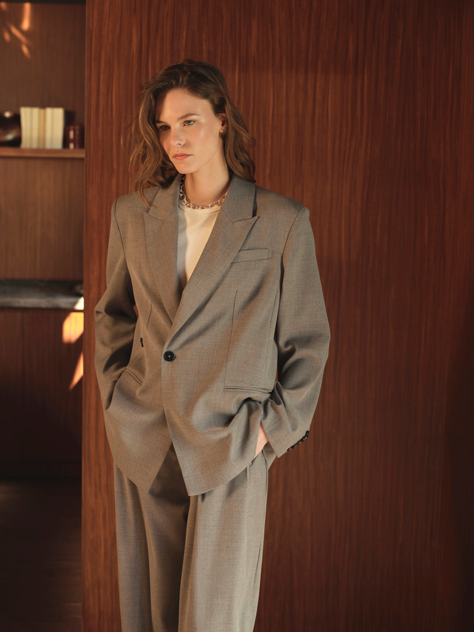 Pleated Pants Granit Grey Melange