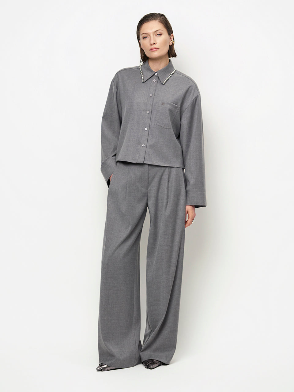 Pleated Pants Granit Grey Melange