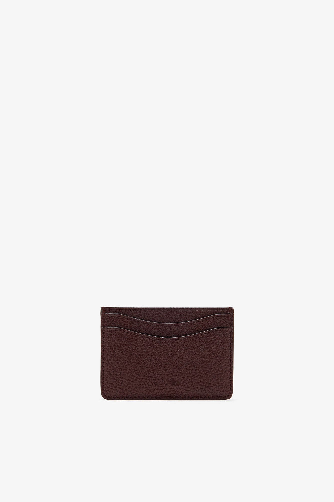 Ganni Card Holder With Flap Grained Chiciry Coffee