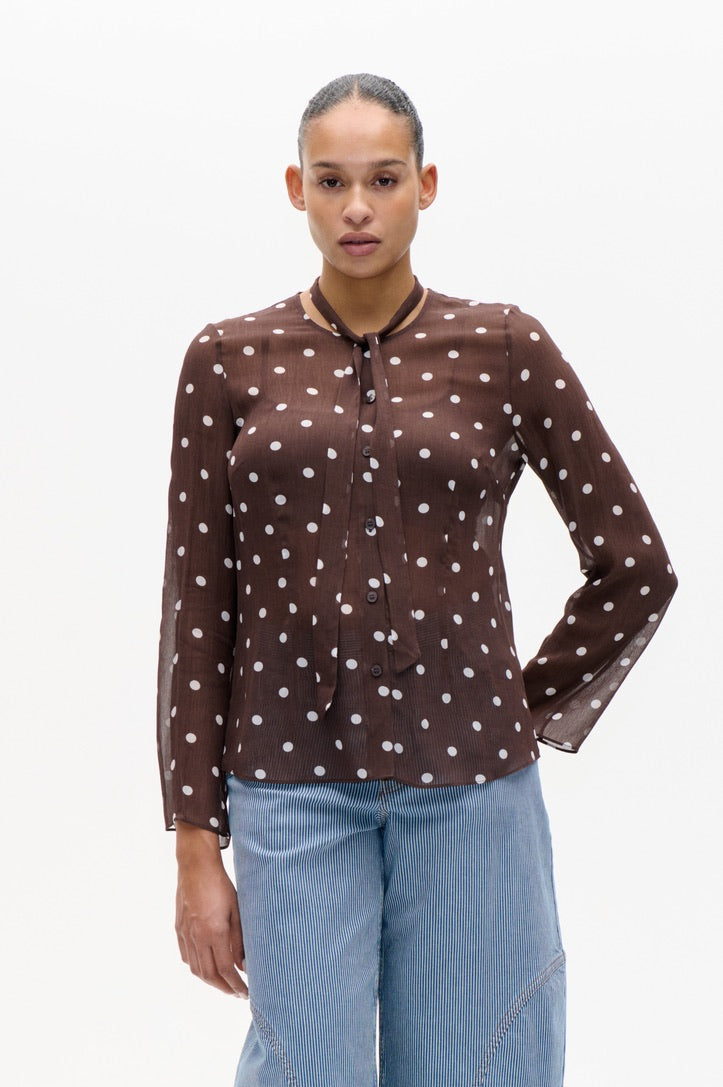 Blouse Coffee Bean Dots
