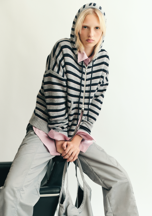 Cardigan BPCalley Grey Black Stripes