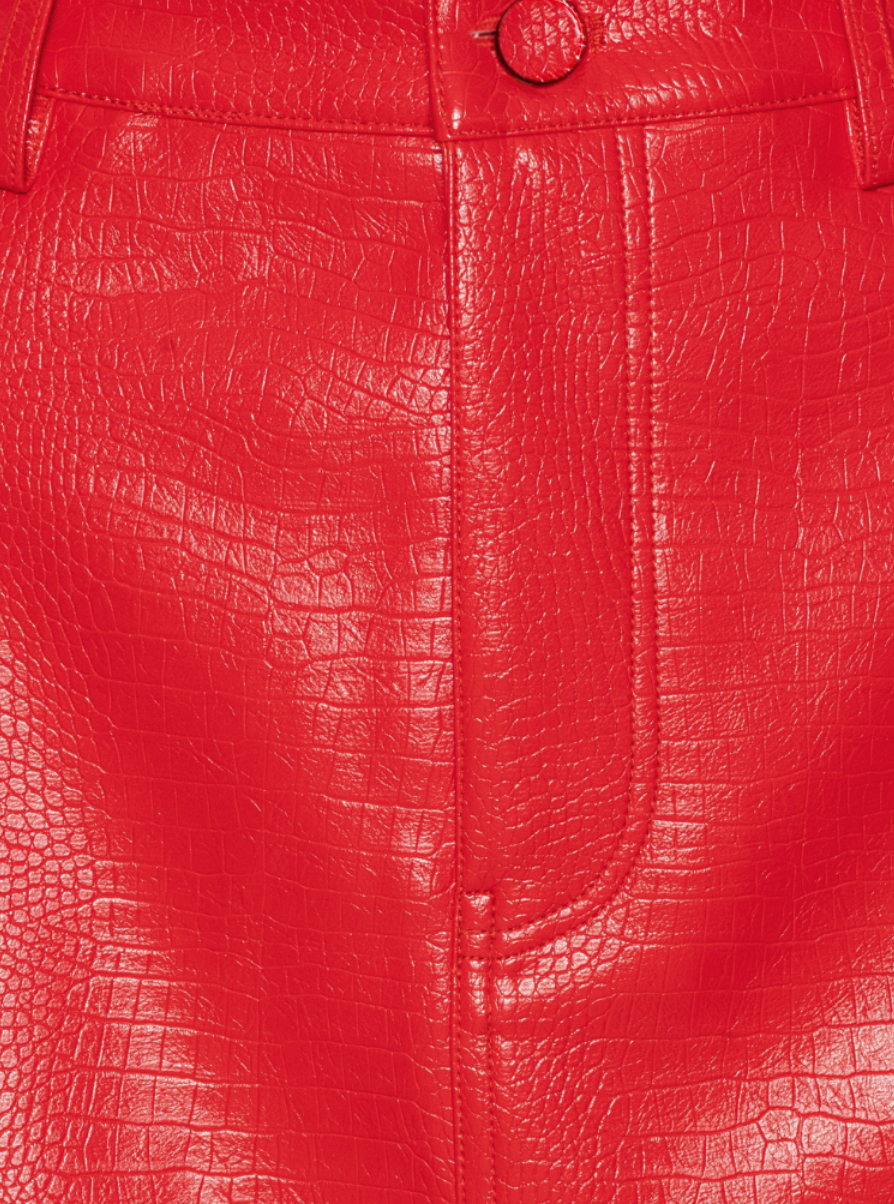 Textured Midi Skirt Red
