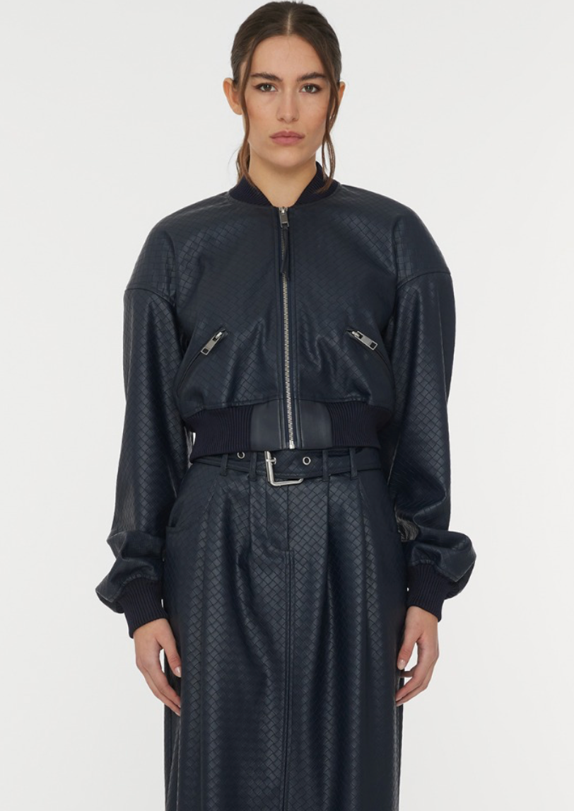 Cropped Braided Jacket Dark Blue