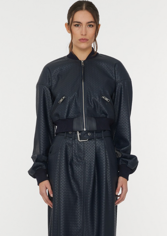 Cropped Braided Jacket Dark Blue