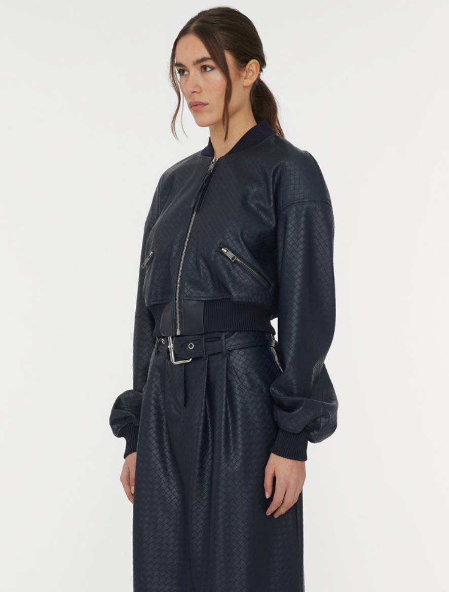 Cropped Braided Jacket Dark Blue
