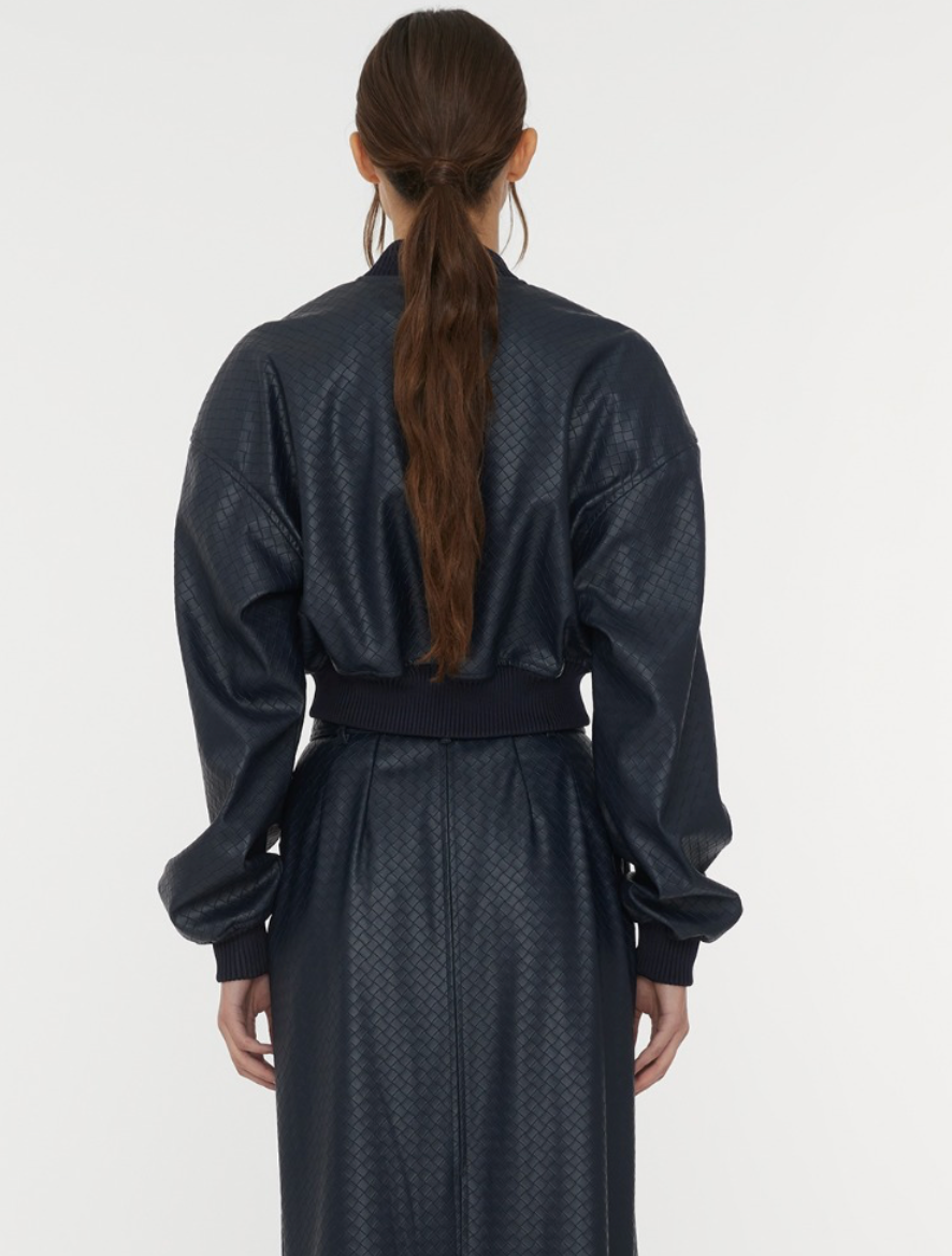 Cropped Braided Jacket Dark Blue