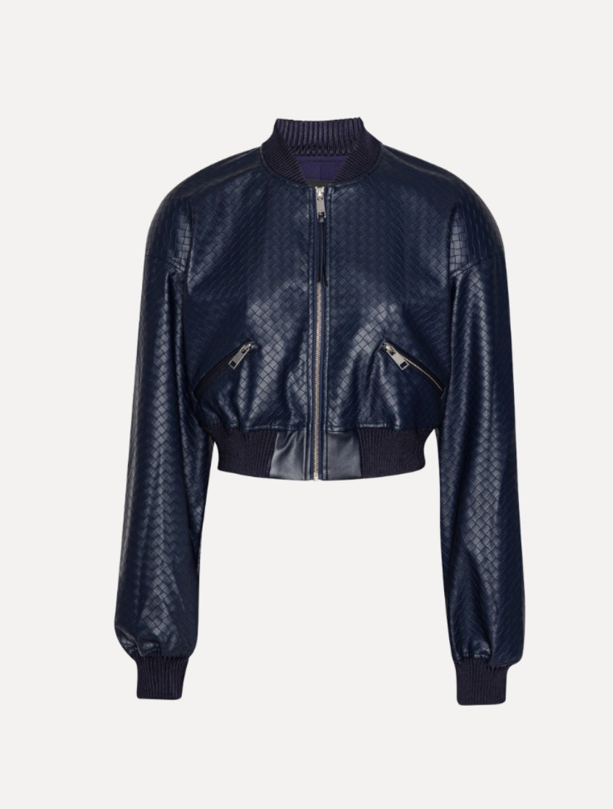 Cropped Braided Jacket Dark Blue