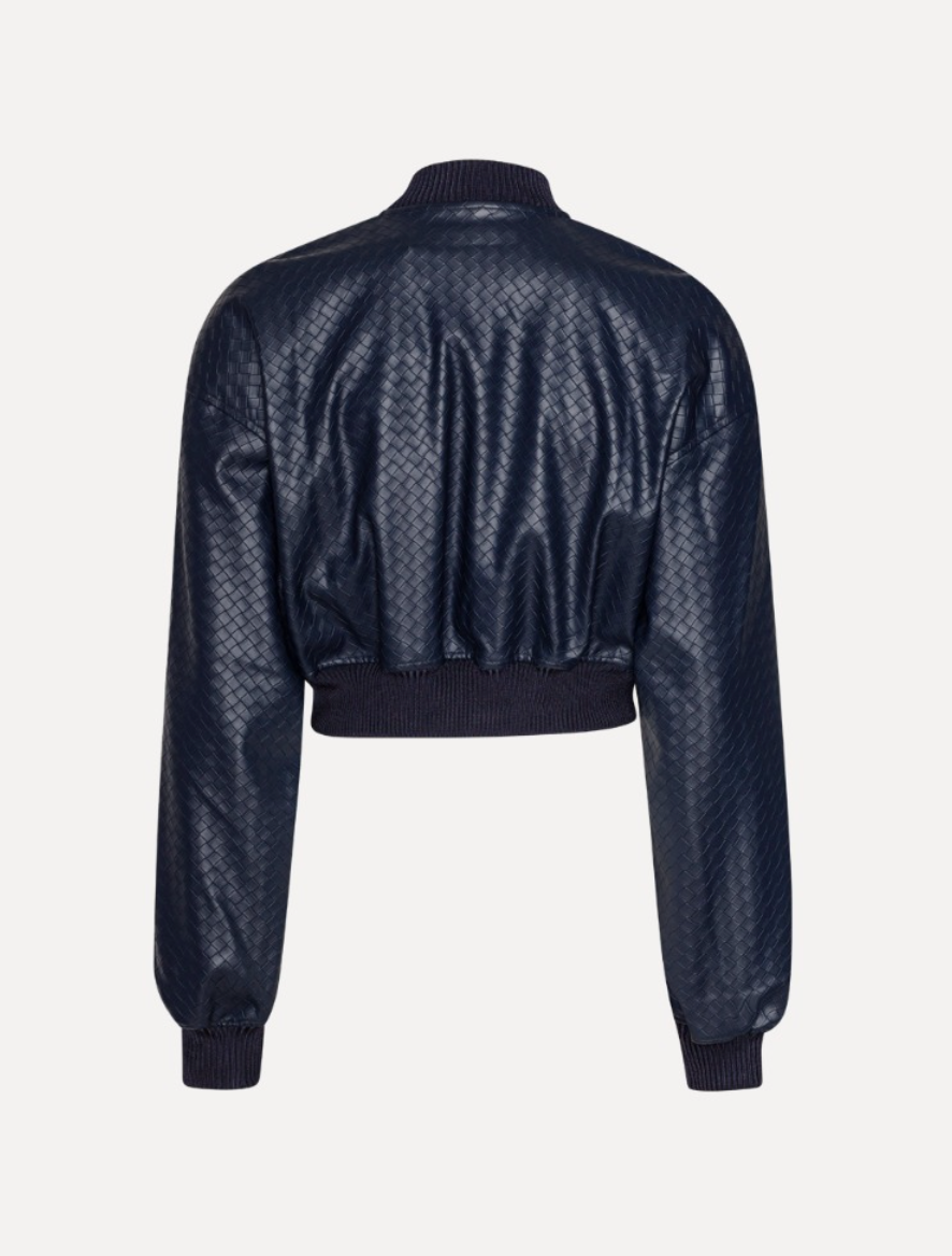 Cropped Braided Jacket Dark Blue