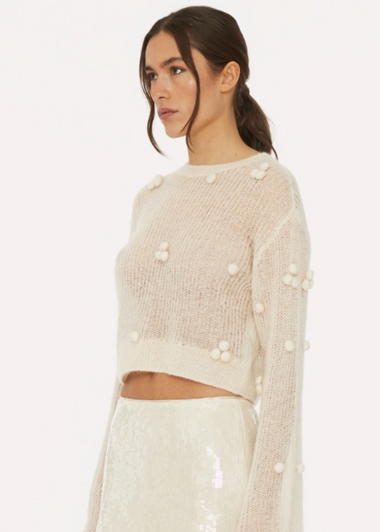 Light Knit LS Sweater Egret