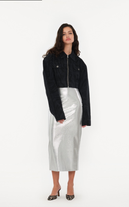 Rock Braided Pencil Skirt Silver