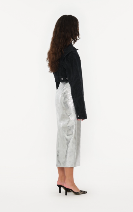 Rock Braided Pencil Skirt Silver