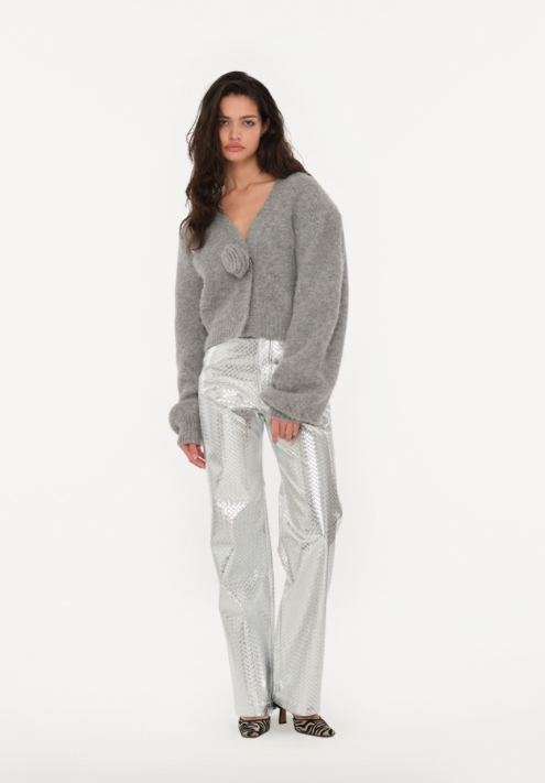 Hose Braided Straight Pants Silver