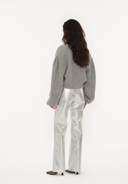 Hose Braided Straight Pants Silver