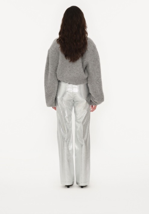 Hose Braided Straight Pants Silver