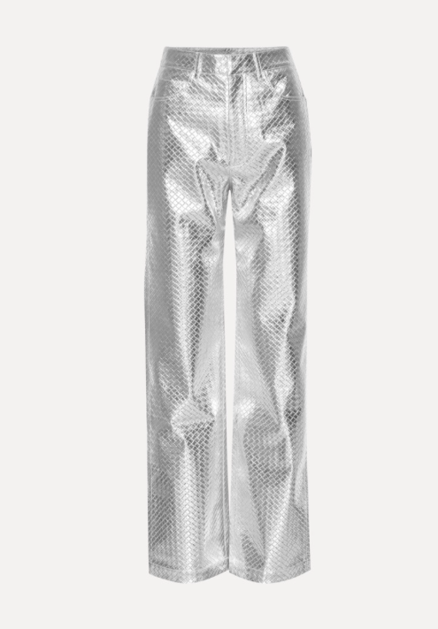 Hose Braided Straight Pants Silver