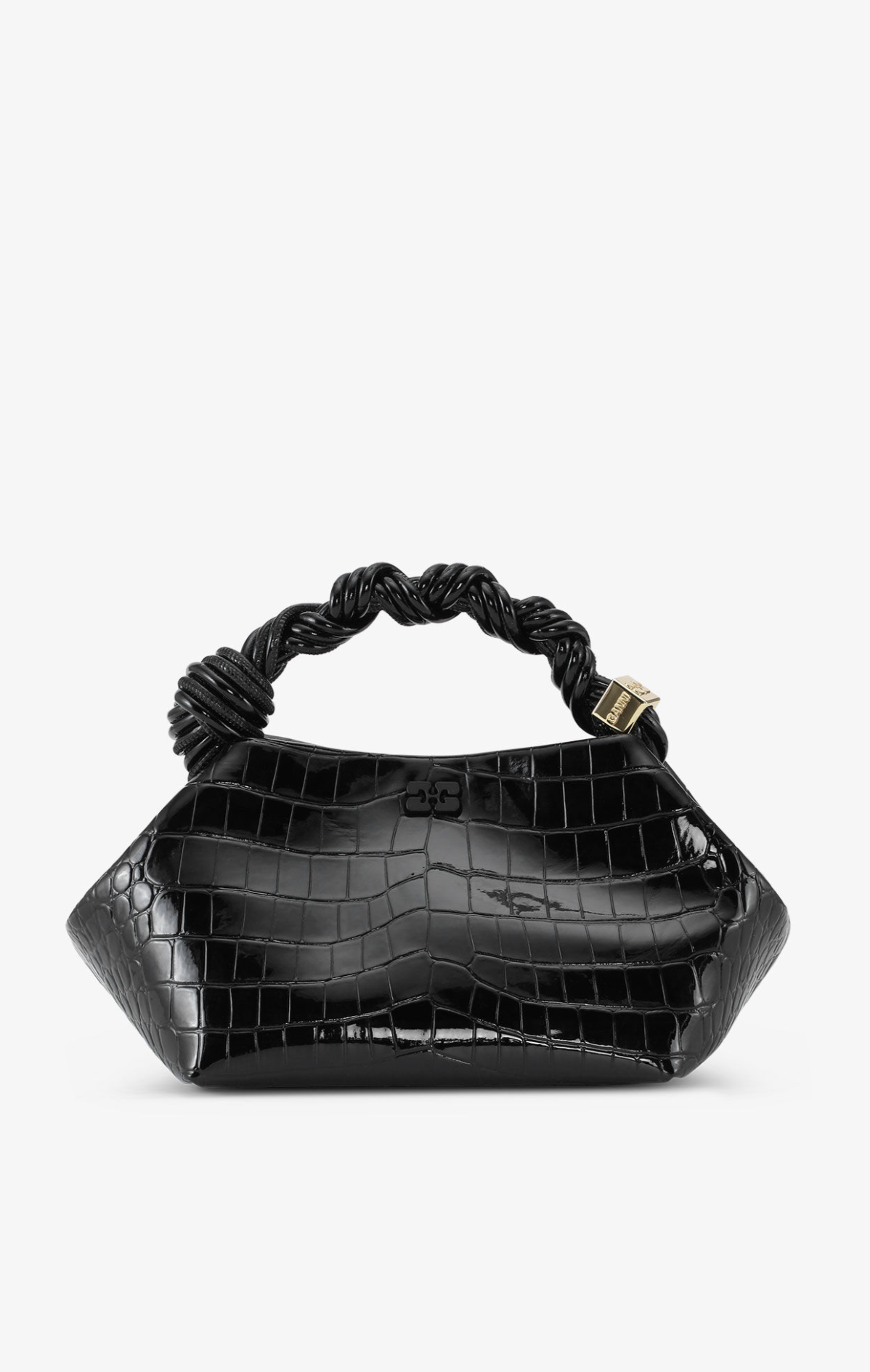 Tasche Black Croco Patent Small Ganni Bou Bag