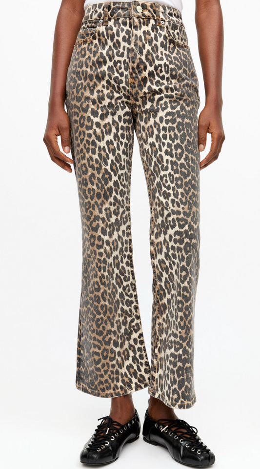 Ganni Leopard Betzy Cropped Jeans