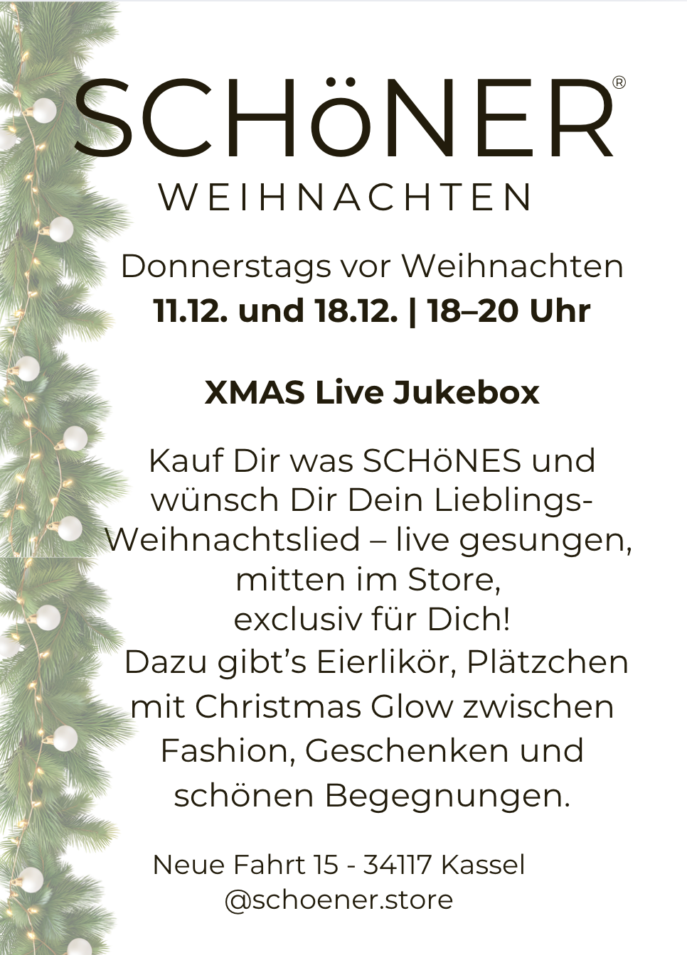 SCHöNER Live Jukebox 11.12. und 18.12.