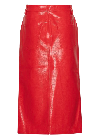 Textured Midi Skirt Red