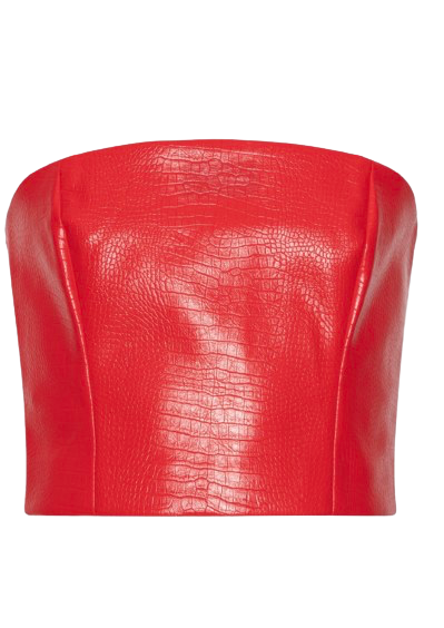 Textured Cropped Top Red