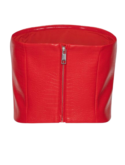 Textured Cropped Top Red