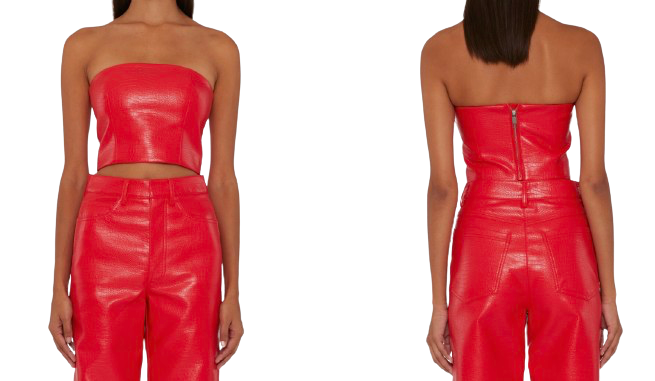 Textured Cropped Top Red