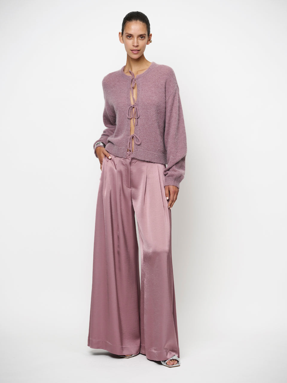 Weite Satin Hose OniqueD6 Mauve