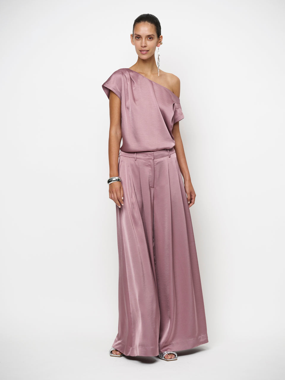 Weite Satin Hose OniqueD6 Mauve