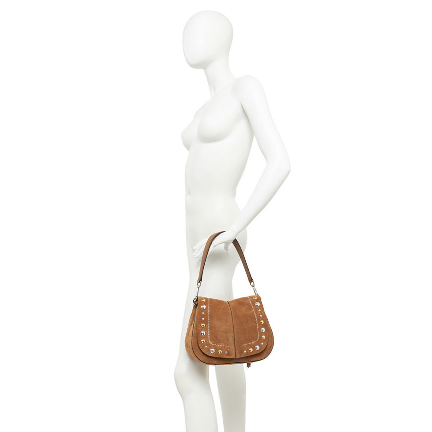 Handtasche Gianni Chiarini Helena Round Suede Studs Caramel