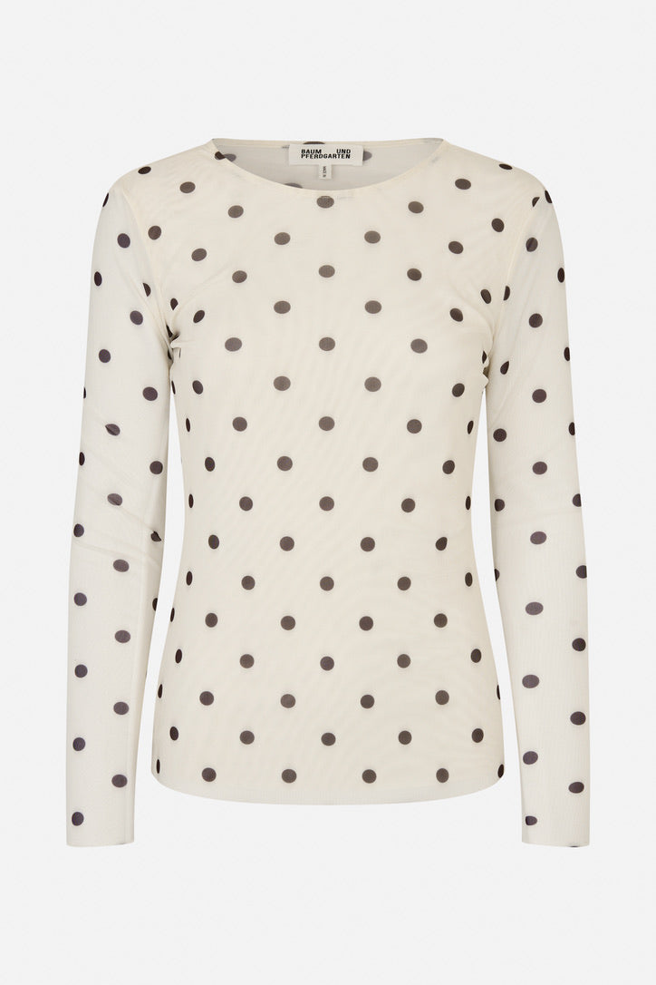 Longsleeve Mesh Egret Creme Dot