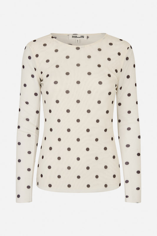 Longsleeve Mesh Egret Creme Dot