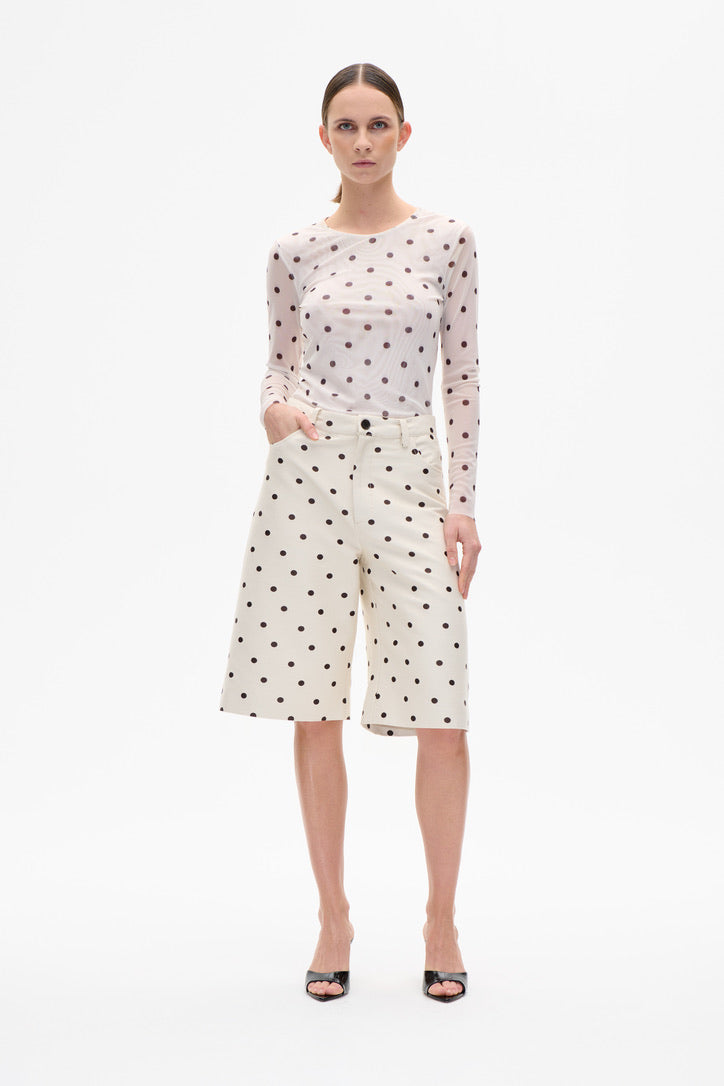 Longsleeve Mesh Egret Creme Dot