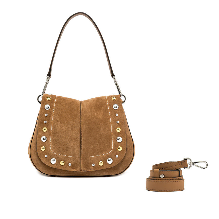 Handtasche Gianni Chiarini Helena Round Suede Studs Caramel