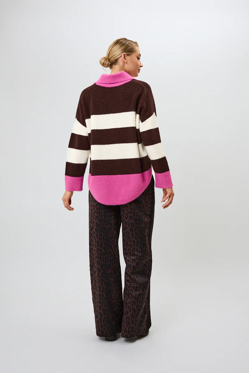 Knit Polo Pullover Stripes