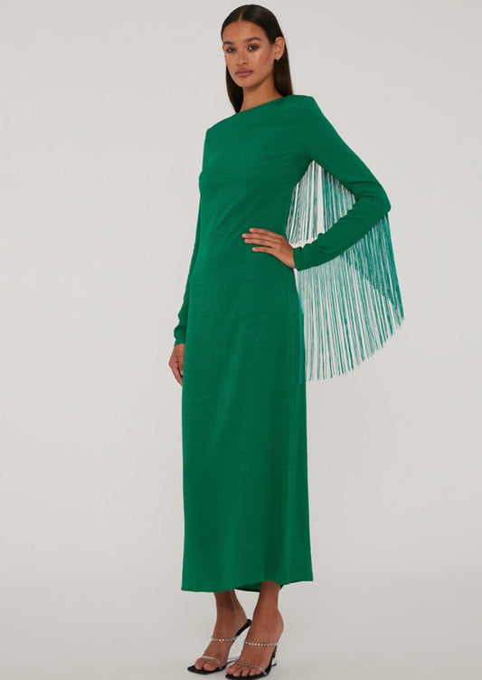 Fringe Midi Dress Green