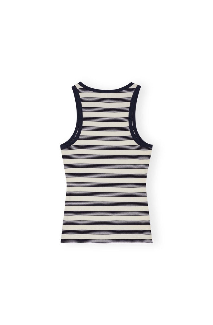 Ganni Gestreiftes Ripp-Tanktop aus weicher Baumwolle