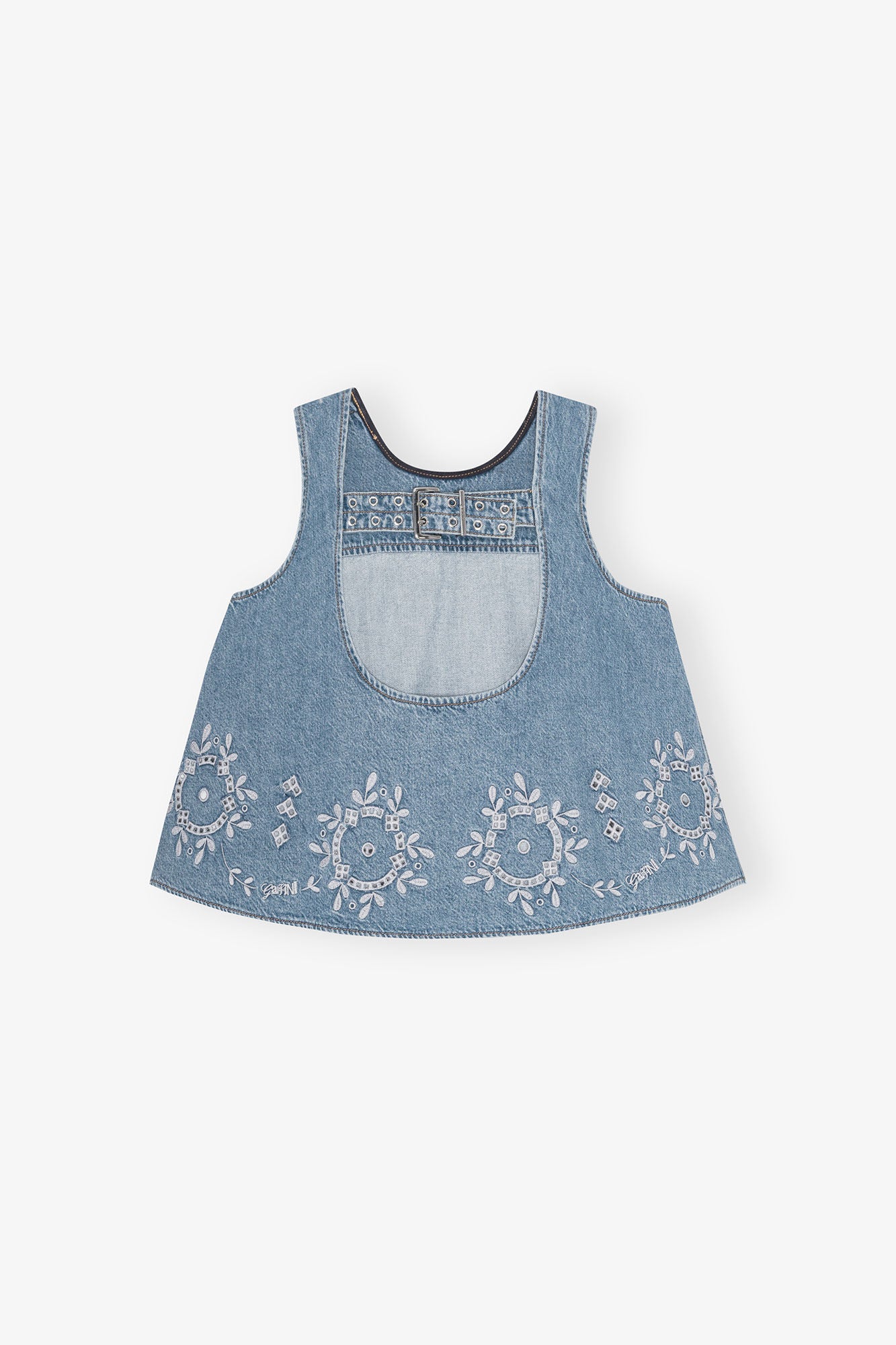 Jeanstop mit Lockstickerei