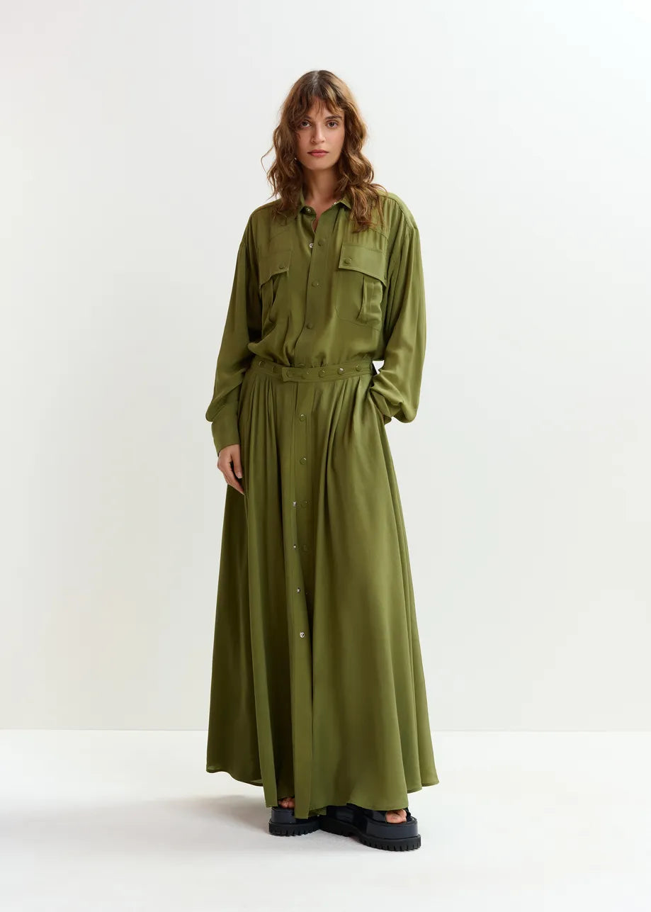 Oversized Playsuit in Olivgrün mit Maxirock
